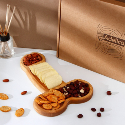 Блюдо деревянное для подачи XL, в подарочной коробке, береза, 32,5х20х1,7 см, арт. 9506839