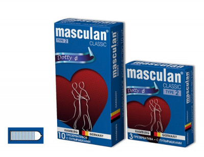 Презервативы с пупырышками MASCULAN 2 CLASSIC, 10 шт