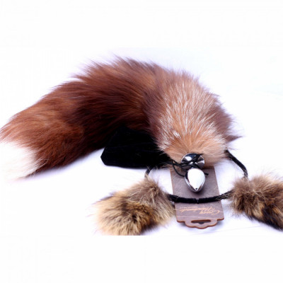Анальная пробка с хвостом и ушками из натурального меха арт. CH-7002