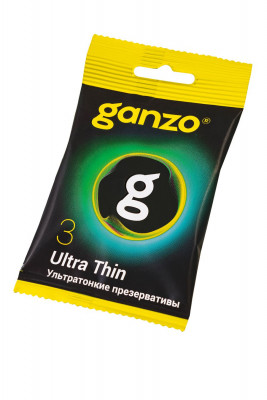 Презервативы ультратонкие в пакете Ganzo ultra thin Black Edition, 3 шт