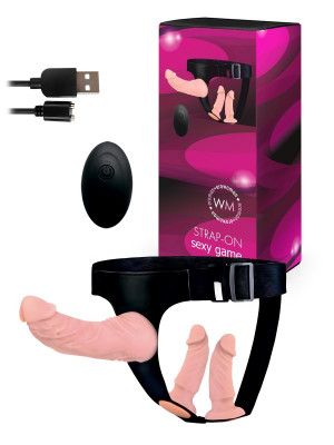 Страпон с вибрацией 10 режимов вибр, L 200x125x125 мм D 50x35x35 мм, вес 283x130x130 г арт. EE-10304