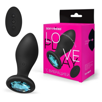 Втулка с вибрацией чёрный, цвет крис. гол, 10 реж. вибр, L 85мм D 32мм, дист.пульт  арт. SF-70503-05