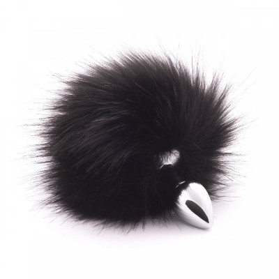 Анальная пробка с искусственным хвостом (черный), D втулки 2,7 см, арт. CH-7101