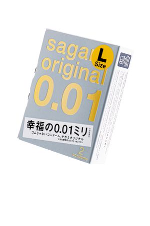 Презервативы Sagami, original 0.01, полиуретан, LARGE, 2 шт. арт. 762
