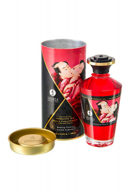 Масло массажное для тела Shunga «Пылающая вишня» (Blazing Cherry), разогревающее, 100 мл. арт. 2200