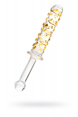 Двусторонний фаллоимитатор с выпуклыми точками и ручкой Sexus Glass арт. 912043