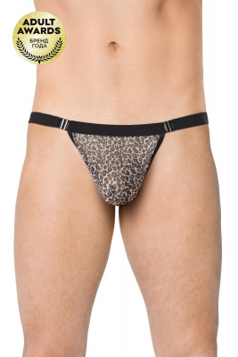 Стринги мужские с мелким принтом леопард SoftLine Collection, OS арт. 452860