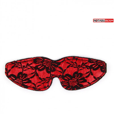 Маска на глаза красная с черным кружевом и меховой подкладкой арт. NTB-80508