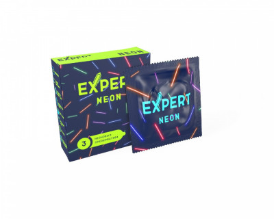 Презервативы светящиеся Еxpert NEON № 3 NEW, 3 шт
