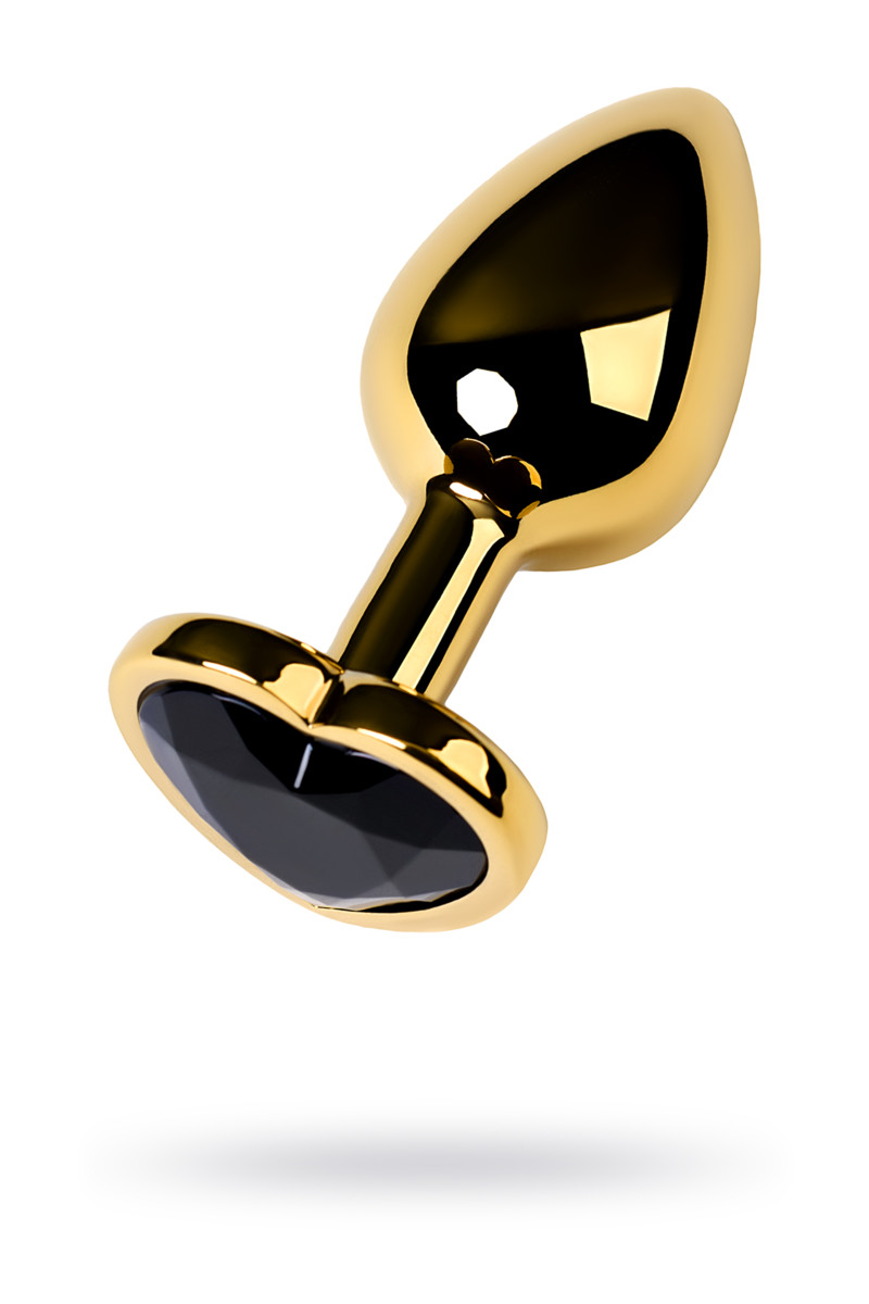 Анальная втулка Metal by TOYFA, металл, золотая, с чёрным кристаллом, 7см Ø2,7см 50г арт. 717016-135