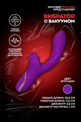 Вибратор с вакуум-волновым стимулятором арт. ZD029-PU