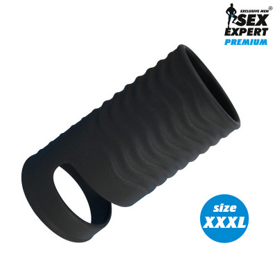 Открытая насадка на пенис с кольцом для мошонки Sex Expert XXXL Size арт. SEM-55228