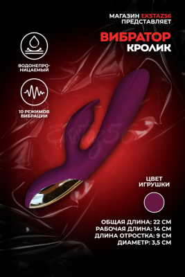 Вибратор-кролик с клиторальным стимулятором арт. ZD016-PU