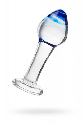 Стеклянная анальная втулка с синим кончиком Sexus Glass арт. 912198