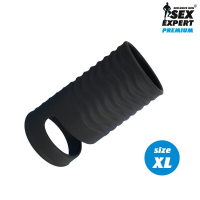 Открытая насадка на пенис с кольцом для мошонки Sex Expert XL Size арт. SEM-55226