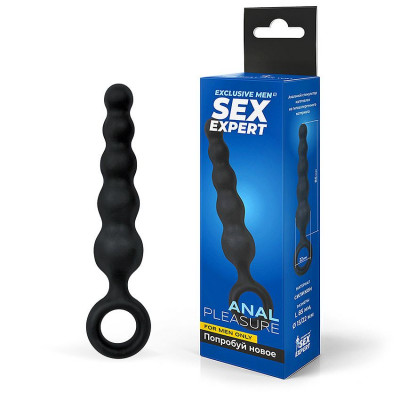 Анальный стимулятор-елочка из силикона с удобным кольцом Anal Pleasure арт. SEM-55197