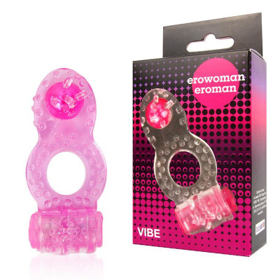 Кольцо эрекционное с вибрацией и клиторальным отростком арт. EE-10219