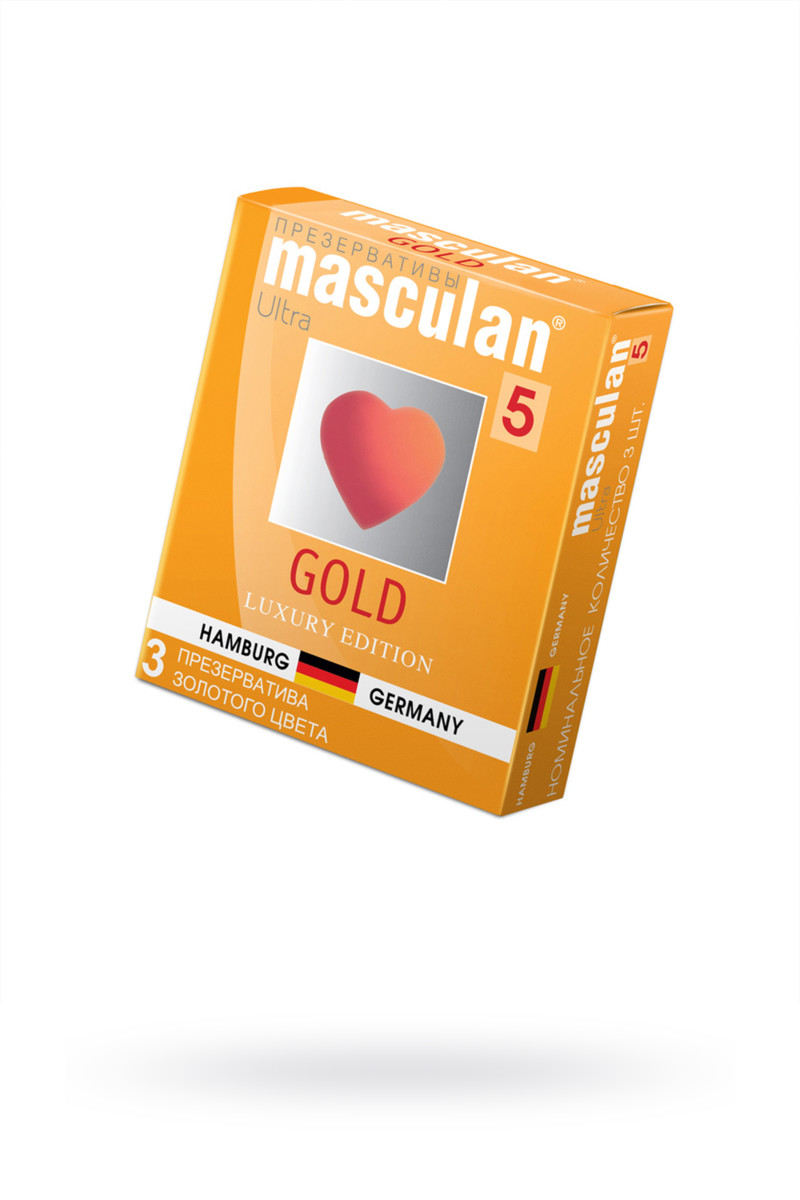 Презервативы Masculan, 5 ultra, золотые, 19 см, 5,3 см, 3 шт. арт. 321