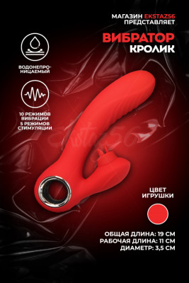 Вибратор с клиторальным стимулятором арт. КИТ-14 крас