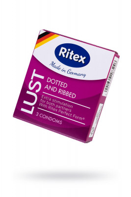 Презервативы РИФЛЕНЫЕ С ПУПЫРЫШКАМИ RITEX LUST, 3 шт