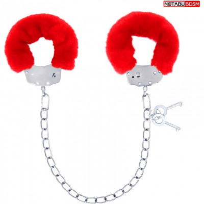 Красные меховые оковы на цепи арт. NTB-80683