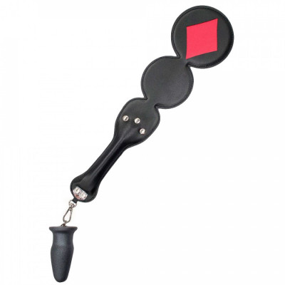Черная шлепалка Бубны с анальным плагом арт. 520400