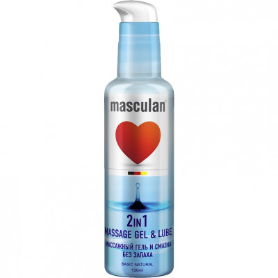 Массажный гель-смазка без запаха 2 в 1 Masculan Basic Natural арт. без запаха 130 мл