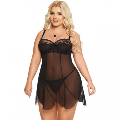Полупрозрачная сорочка и стринги SoftLine Collection Carla, XXXL арт. 1895110