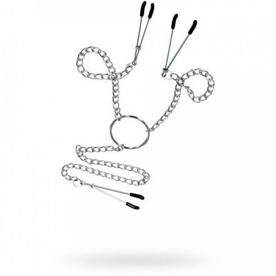 Зажимы для сосков и клитора на цепочке Theatre by TOYFA арт. 705005