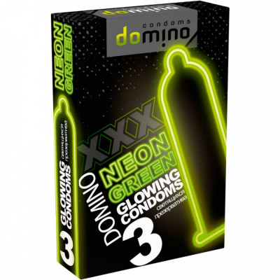 Презервативы светящиеся DOMINO NEON GREEN, 3 шт