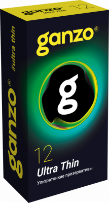 Презервативы Ganzo ultra thin №12 BLACK EDITION (ультратонкие), 12 шт. в упак., арт. 0701-040