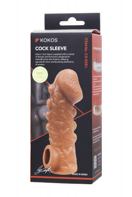 Насадка реалистичная KOKOS COCK SLEEVE 008-L с доп. стимуляцией, TPE, телес., 17.6 см арт. CS.008-L