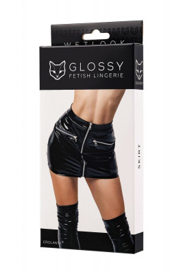 Юбка Glossy Billie из материала Wetlook, черный, M арт. 955063-M