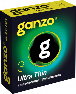Презервативы Ganzo ultra thin №3 BLACK EDITION (ультратонкие), 3 шт. в упак., арт. 0701-039