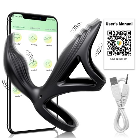 Эрекционное виброкольцо с управлением приложением арт. SJH51-APP-BK