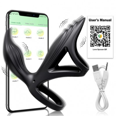 Эрекционное виброкольцо с управлением приложением арт. SJH51-APP-BK