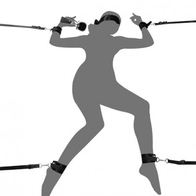 Фиксатор на кровать, лента и стек с щекоталкой арт. SM-6-01-BK