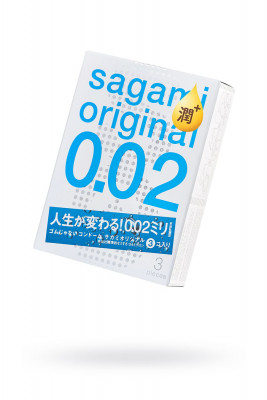 Презервативы Sagami, original 0.02, extra lub, полиуретан, 19 см, 3 шт. арт. 739/1