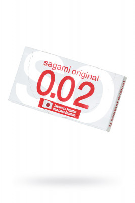 Презервативы Sagami, original 0.02, полиуретан, ультратонкие, гладкие, 19 см, 5,8 см, 2 шт. арт. 710