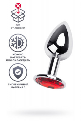 Металлическая анальная втулка с красным стразом арт. 351020