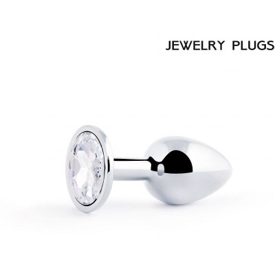 Металлический страз-втулка с прозрачным кристаллом Silver Plug Small арт.SS-01