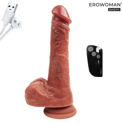 Вибромассажёр «Erowoman» с возвратно-поступательным движением, нагревом и пультом ду арт. ER-30139