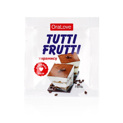 Съедобная гель-смазка «Tutti Frutti» для орального секса со вкусом тирамису, одноразовая упаковка 4