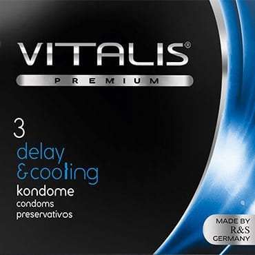 Презервативы "VITALIS" PREMIUM №3 deiay and cooling - с охлаждающим эффектом (ширина 53mm)(Россия)