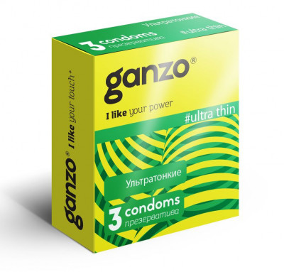 Презервативы ультратонкие Ganzo SENSE, 3 шт
