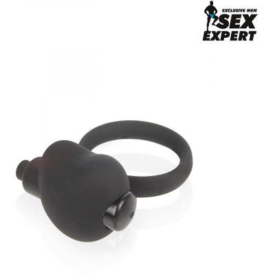 Кольцо эрекционное с вибрацией, цвет чёрный арт. SEM-55113