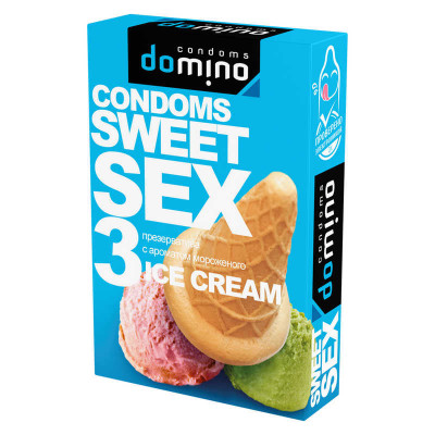 ПРЕЗЕРВАТИВЫ DOMINO SWEET SEX ICE CREAM 3штуки (оральные)