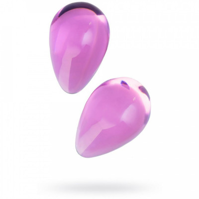 Стеклянные вагинальные шарики в форме капельки Sexus Glass розовые