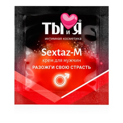 Возбуждающий крем «Sextaz-M» для мужчин из серии «Ты и Я» в одноразовой упаковке от лаборатории Биор