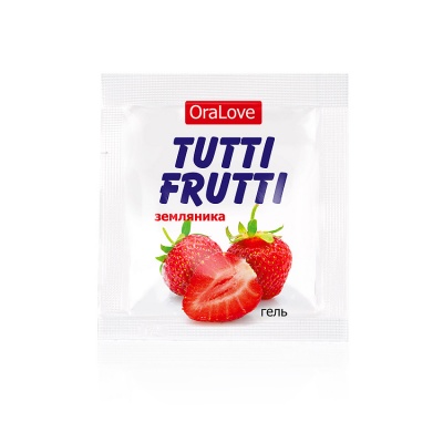 Оральная гель-смазка на водной основе «Tutti-Frutti» с земляничным вкусом, одноразовая упаковка 4 гр